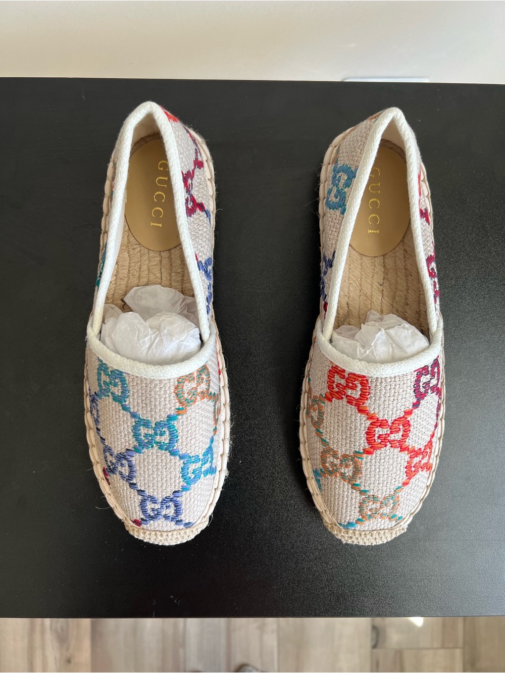 Gucci Multicolor GG Embroidered Espadrille Flats EU 40 - Picture 2 of 13